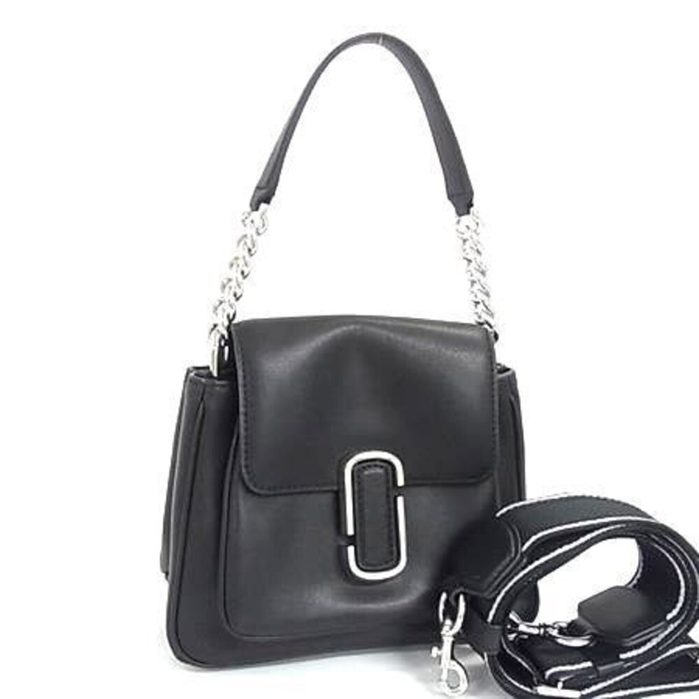 MARC JACOBS handbag, J-mark mini satchel, black leather, women's.